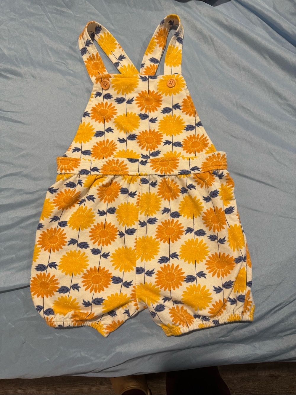 3 for $15 /Sunflower Print Yellow Toddler Romper Overalls - Picture 2 of 6